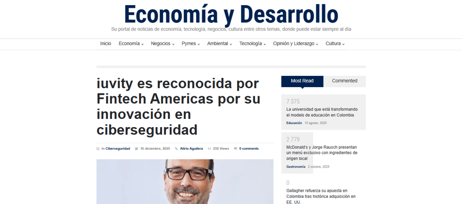 iuvity es reconocida por Fintech Americas por su innovación en ciberseguridad